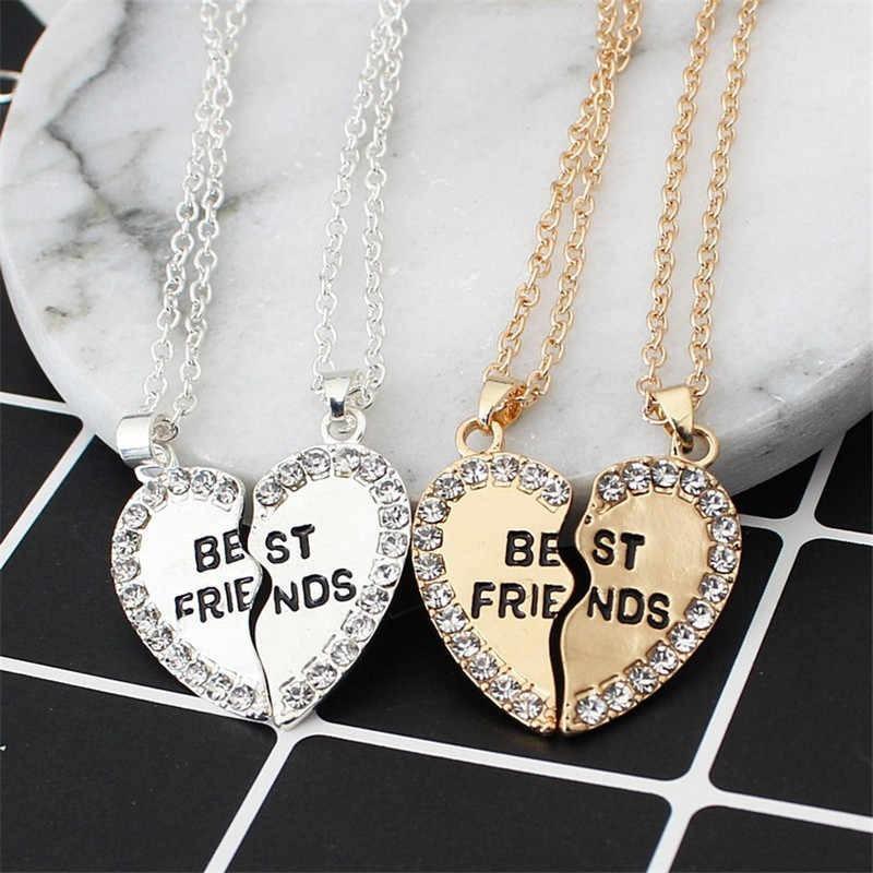   2 Pairs Best Friend Necklace - Golden & Silver
