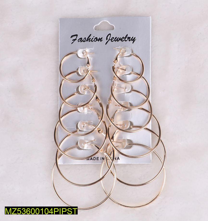 Plain Gold Hoops, Pack Of 6