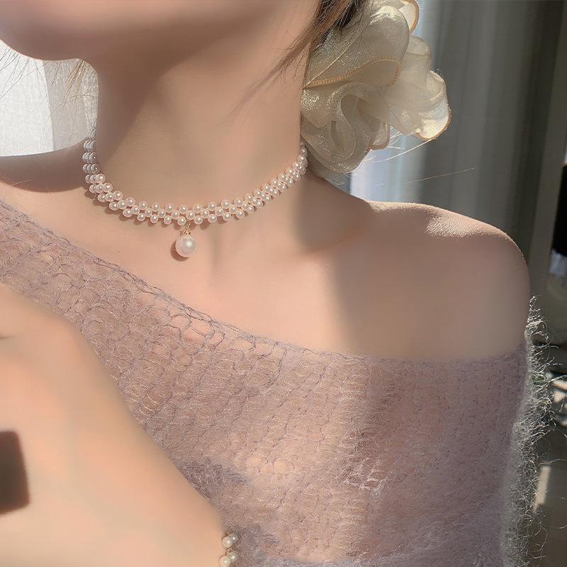 1 Pc Pearl Stone Choker For Women And Girls