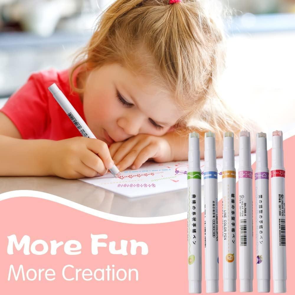 6 Pcs Curve Highlighter Pen Set
