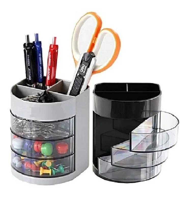 Pen Stand And Desk Organizer Plastic With 3 Drawers