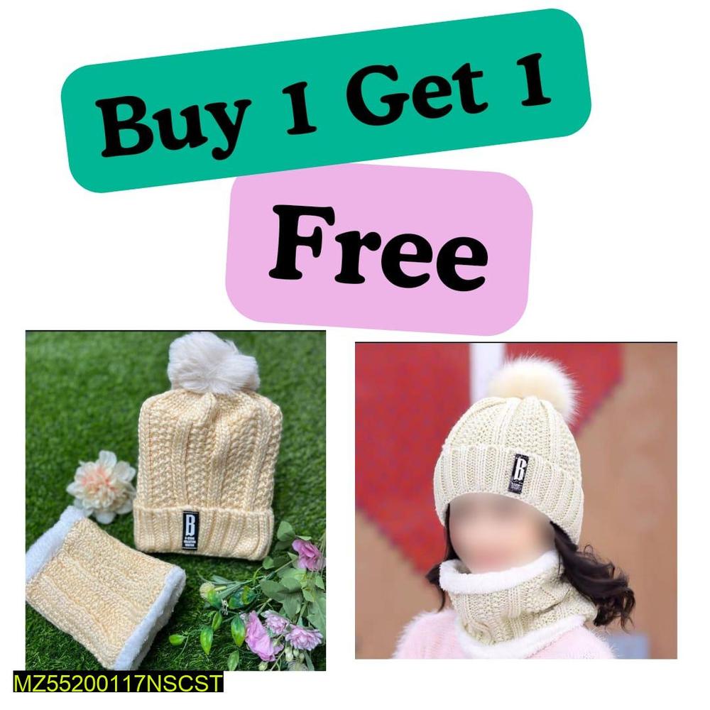 Women's Beanie Wool Cap With Neck Warmer, Pack of 2