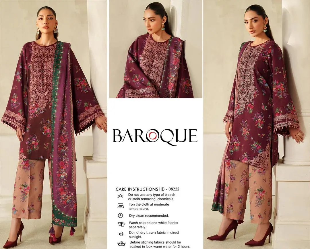 3 Pcs Women's Unstitched Digital Print Suit