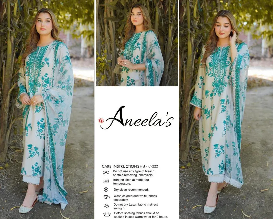 3 Pcs Women's Unstitched Digital Print Suit