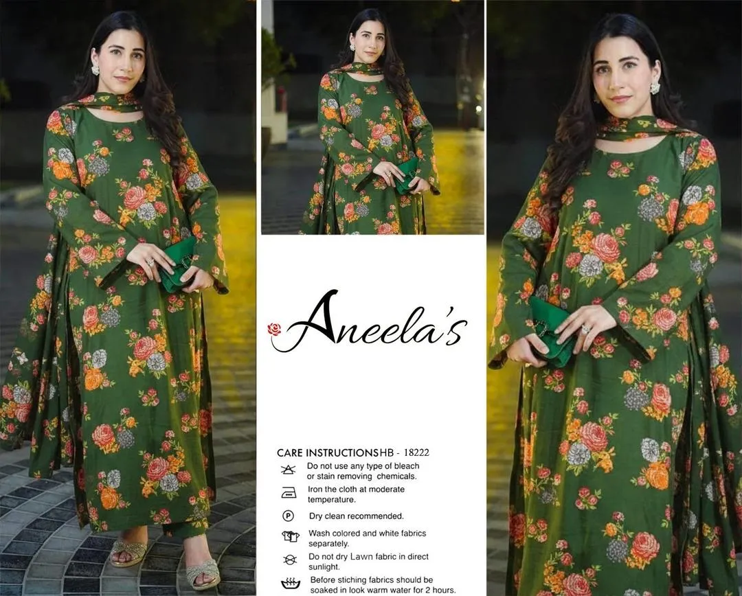 3 Pcs Women's Unstitched Digital Print Suit