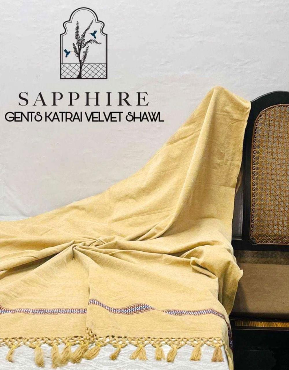 1 Pc Men's Velvet Embroidered Border Shawl