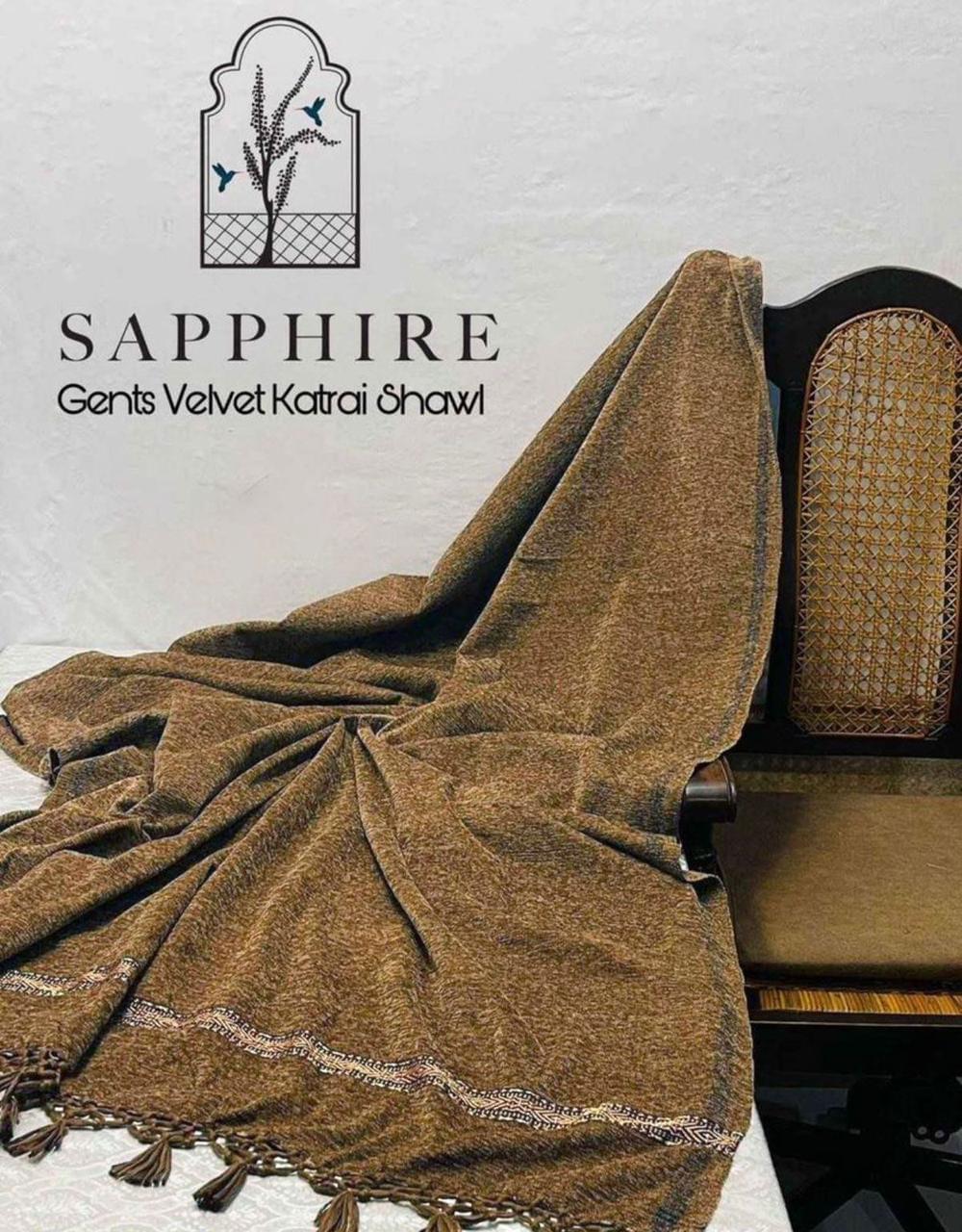 1 Pc Men's Velvet Embroidered Border Shawl