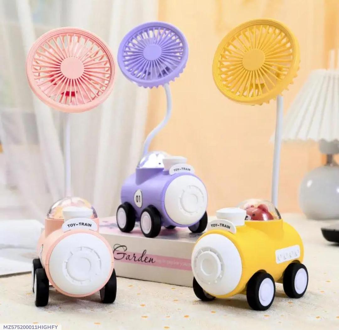 Rechargeable Desk Fan Toy Train Multicolor Portable