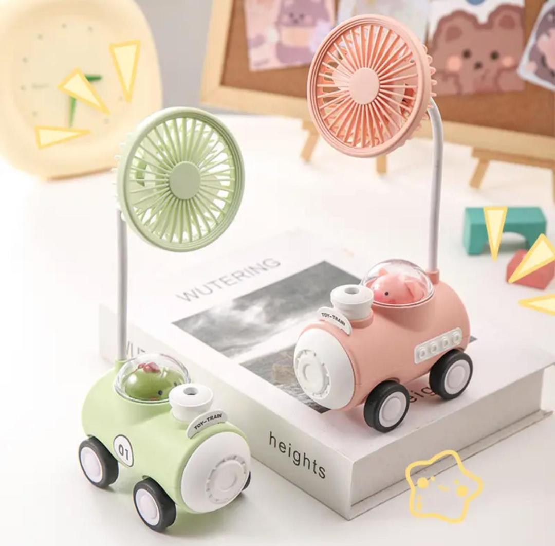 Rechargeable Desk Fan Toy Train Multicolor Portable
