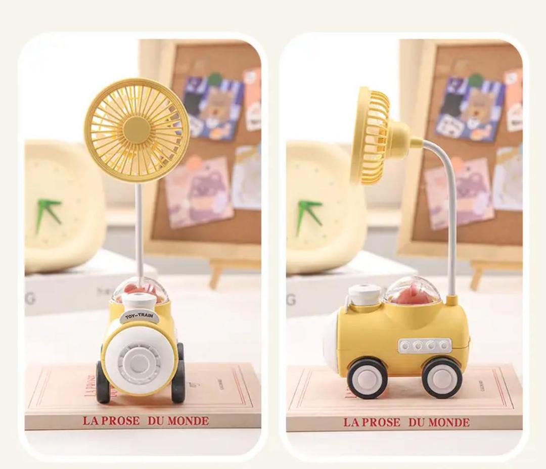 Rechargeable Desk Fan Toy Train Multicolor Portable