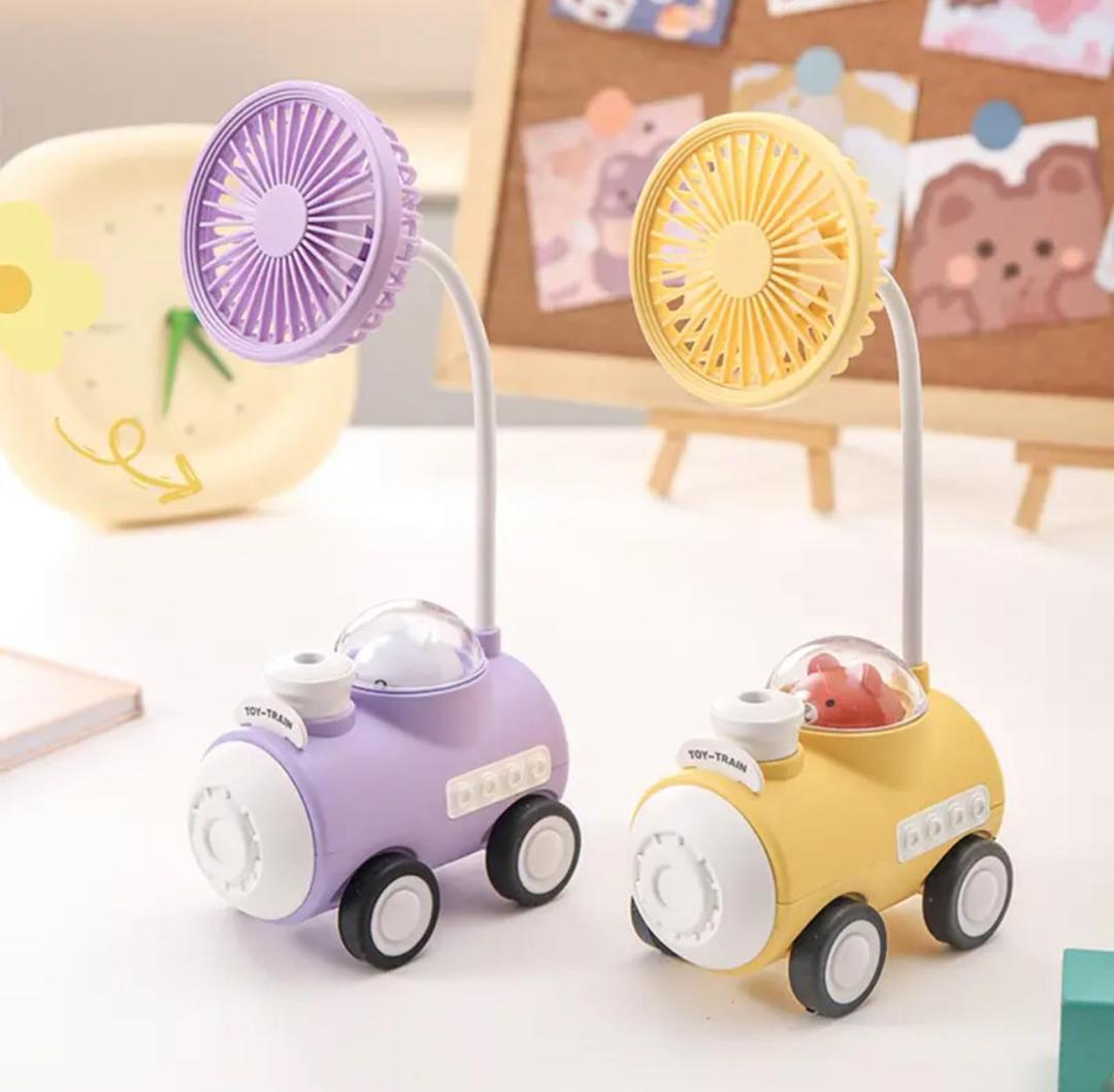 Rechargeable Desk Fan Toy Train Multicolor Portable