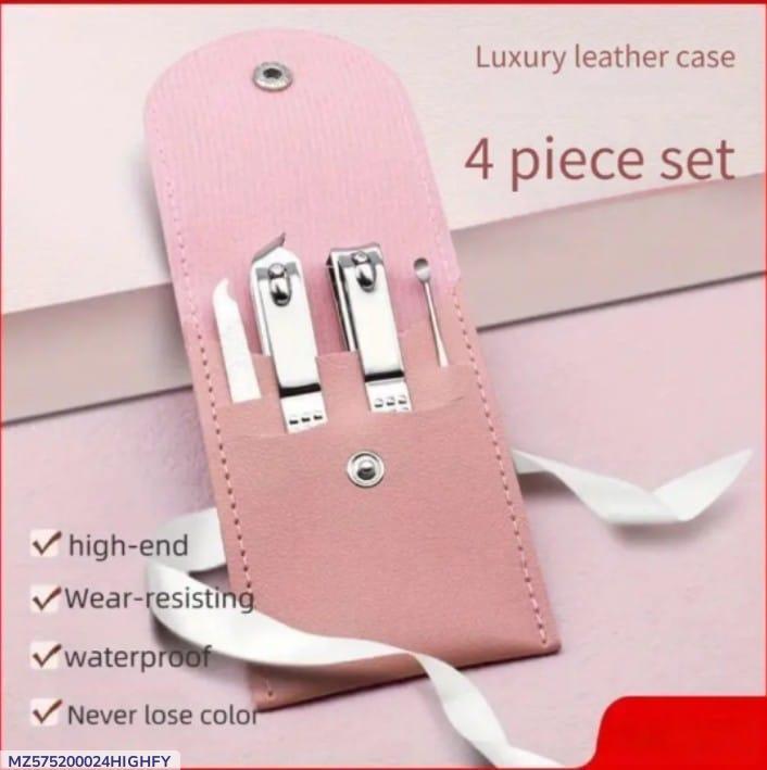 Peach Luxury Leather Nail Art Tool Set 4pc