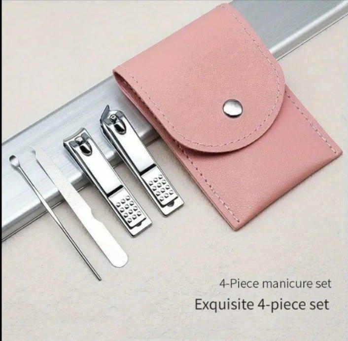 Peach Luxury Leather Nail Art Tool Set 4pc