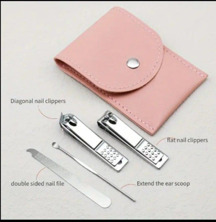 Peach Luxury Leather Nail Art Tool Set 4pc