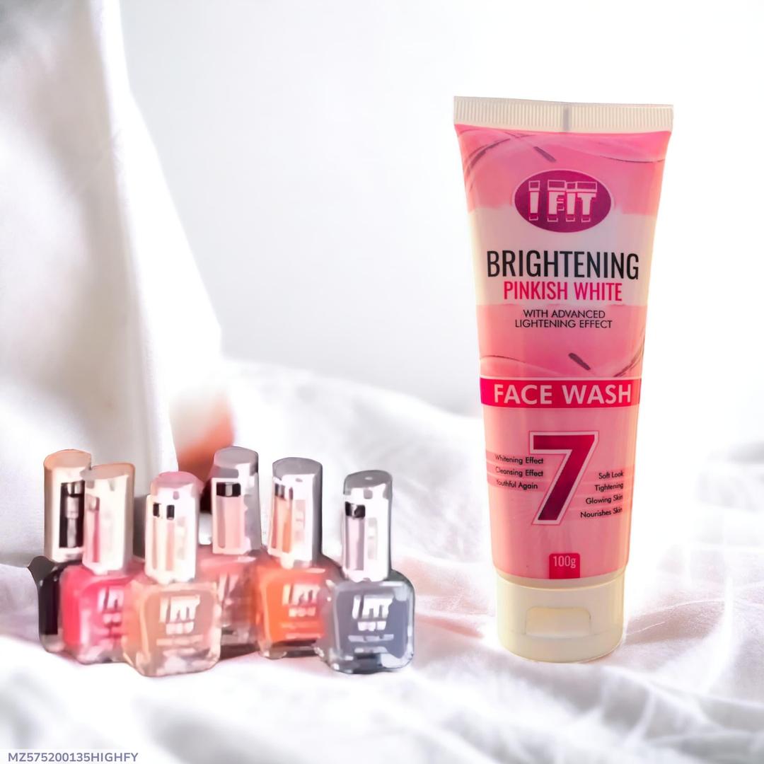 7 in 1 Makeup Deal: 6 Packs Peel Off Nail Polish + Face Wash Red 100ml