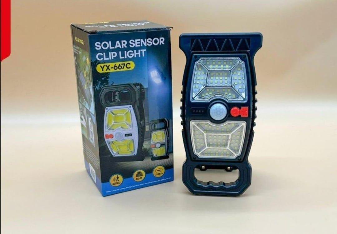 Solar Flame Light with Motion Sensor, Rechargeable, Black