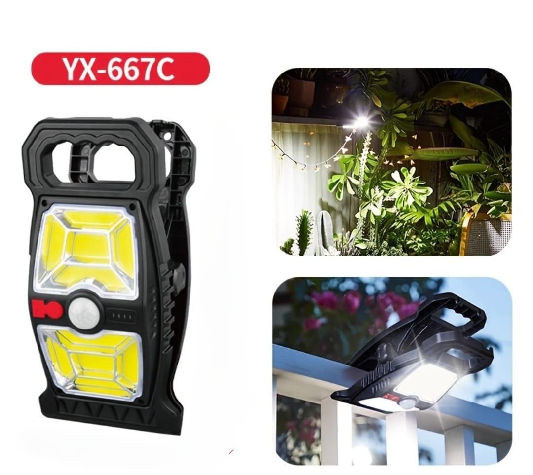 Solar Flame Light with Motion Sensor, Rechargeable, Black