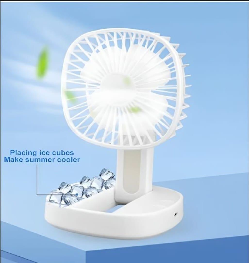 Portable White Desk Fan with LED Light- 1 Pc