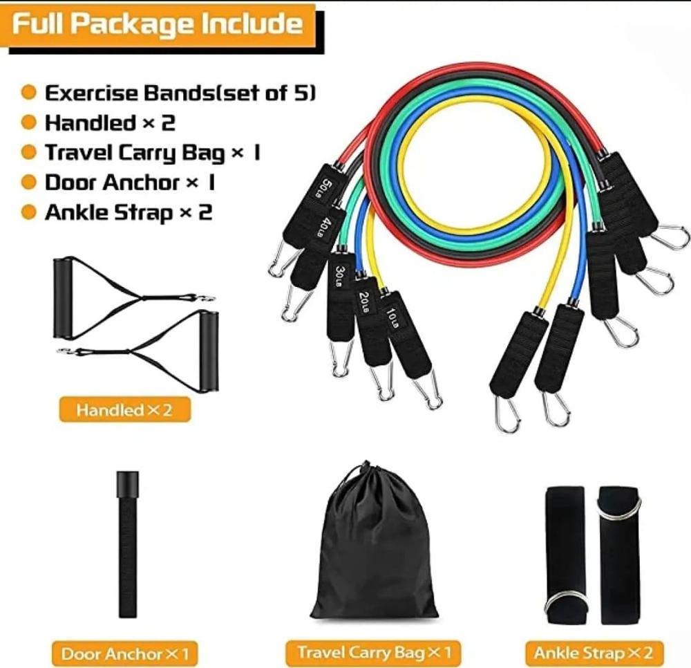 11-Piece Resistance Band Set for Home Gym Fitness Training