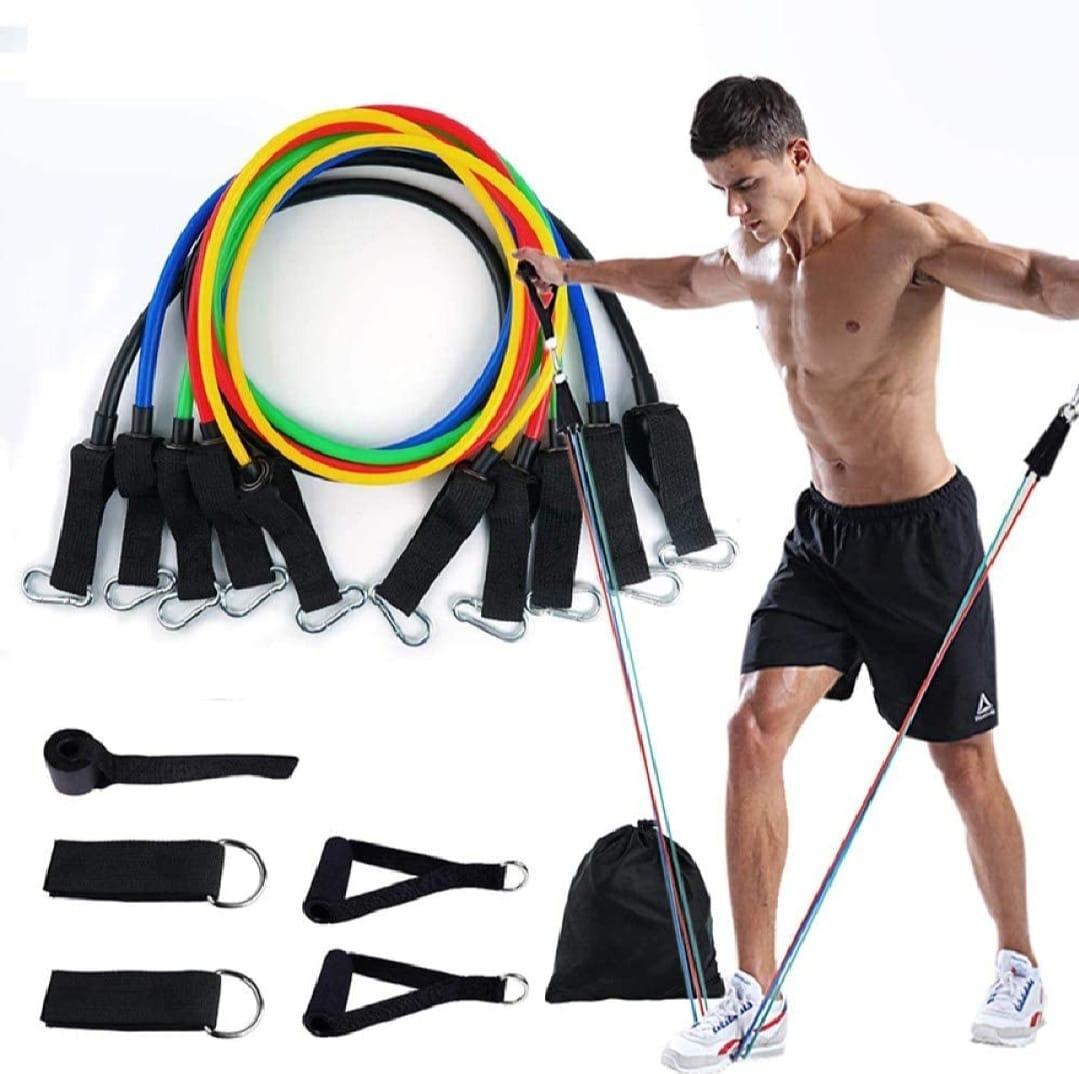 Adjustable 11 Pcs Durable Resistance Bands - Perfect for Home Workouts