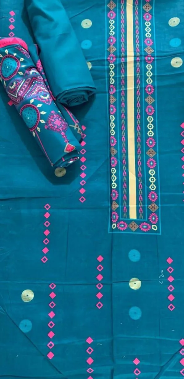 3 Pcs Women's Unstitched Printed Suit