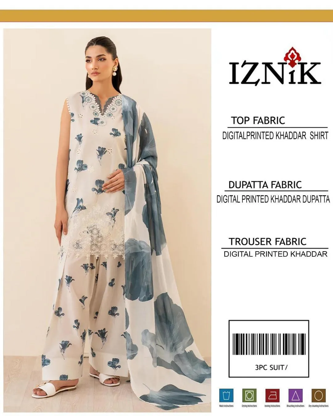 3 Pcs Women's Unstitched Printed Suit