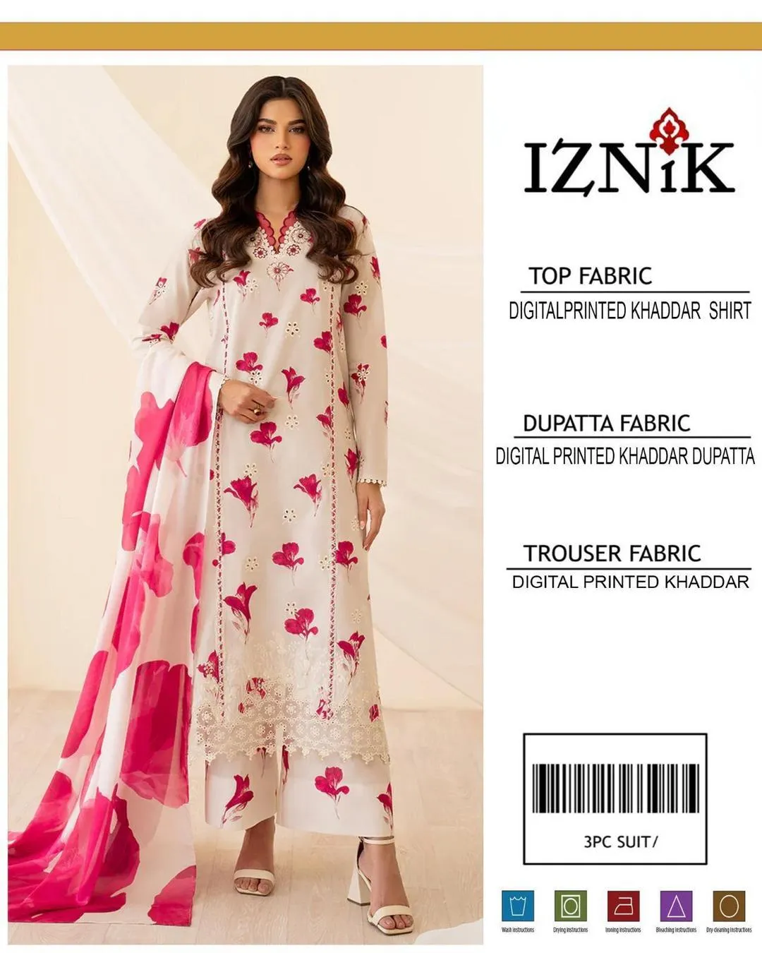 3 Pcs Women's Unstitched Printed Suit