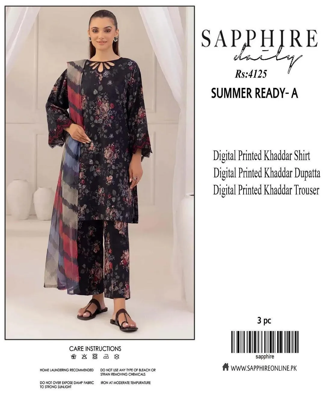 3 Pcs Women's Unstitched Printed Suit