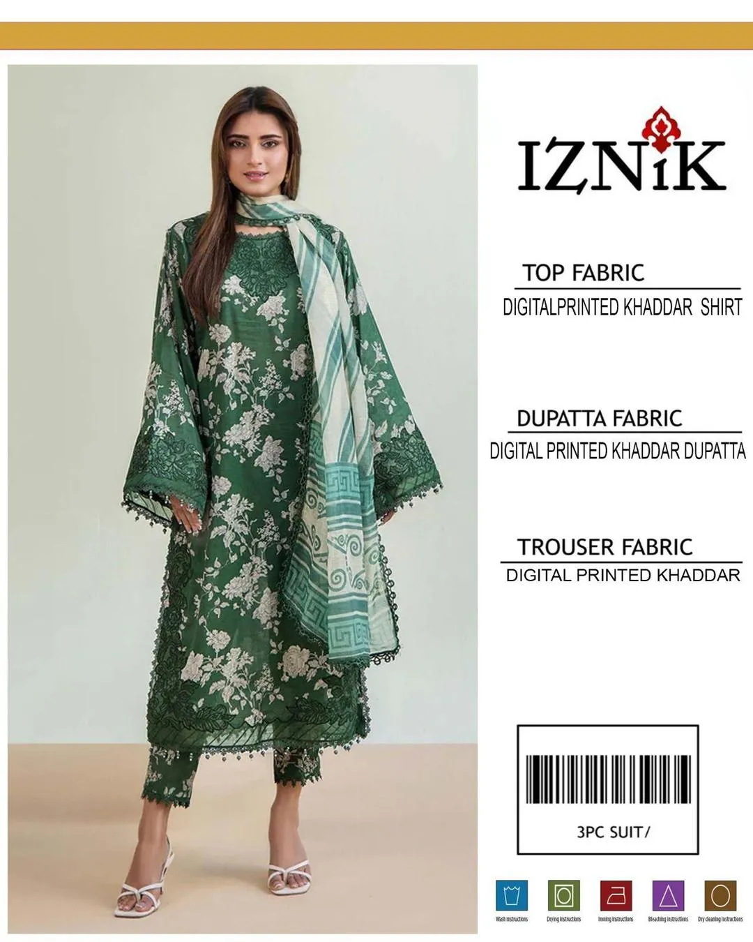 3 Pcs Women's Unstitched Printed Suit