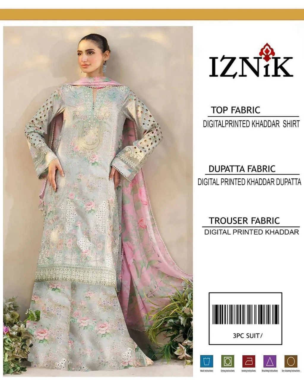 3 Pcs Women's Unstitched Printed Suit