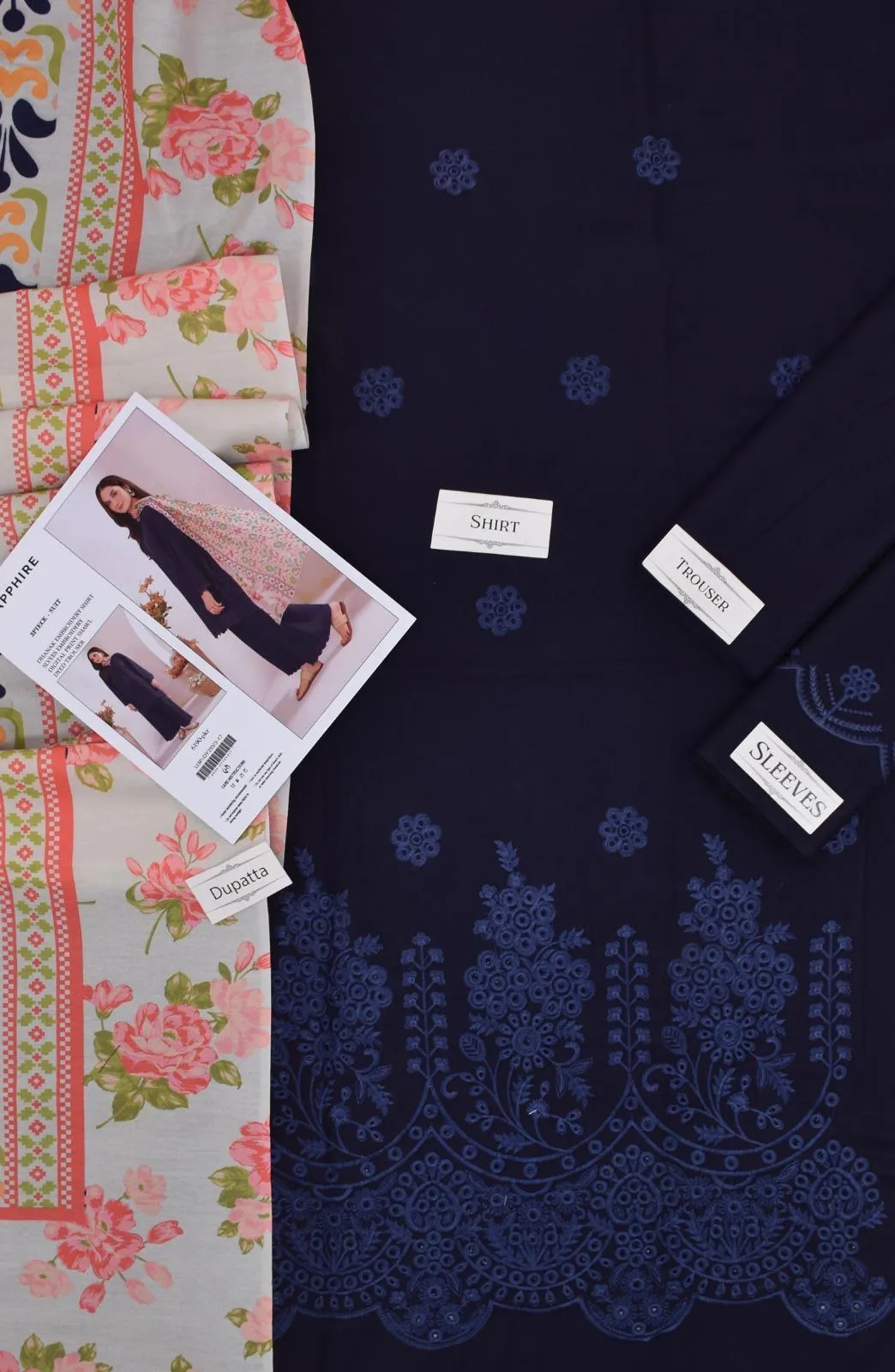 3 Pcs Women's Unstitched Embroidered Suit