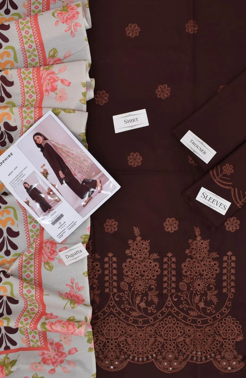 3 Pcs Women's Unstitched Embroidered Suit