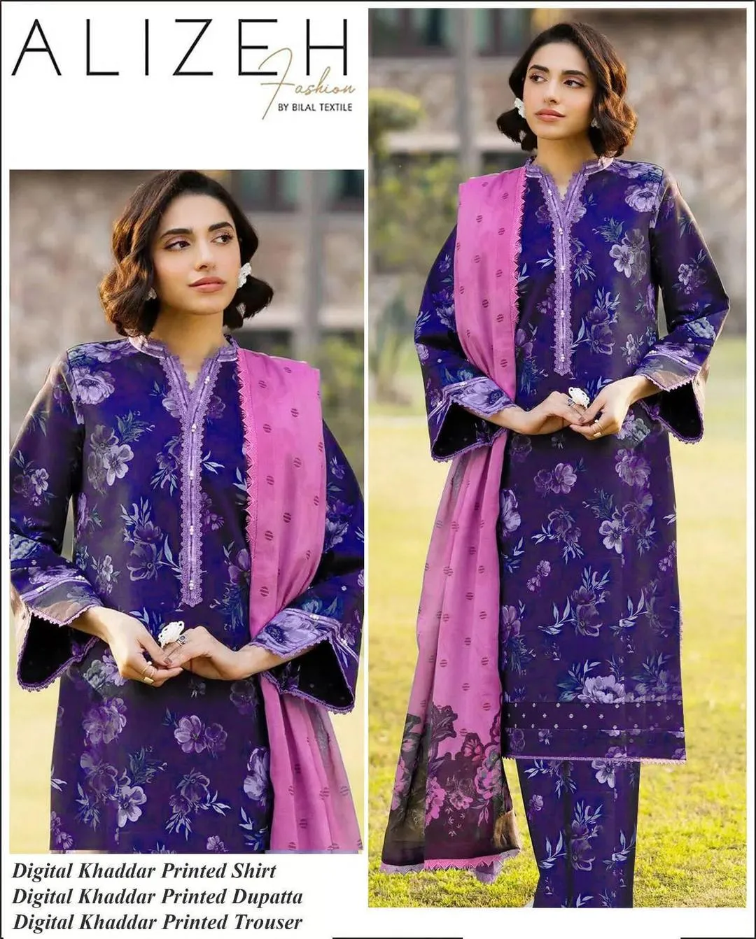 3 Pcs Women's Unstitched Printed Suit