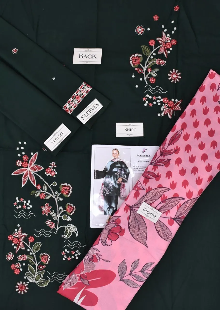 3 Pcs Women's Unstitched Embroidered Suit