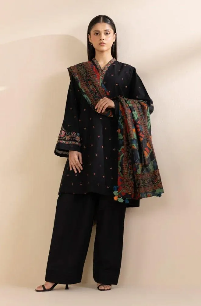3 Pcs Women's Unstitched Embroidered Suit