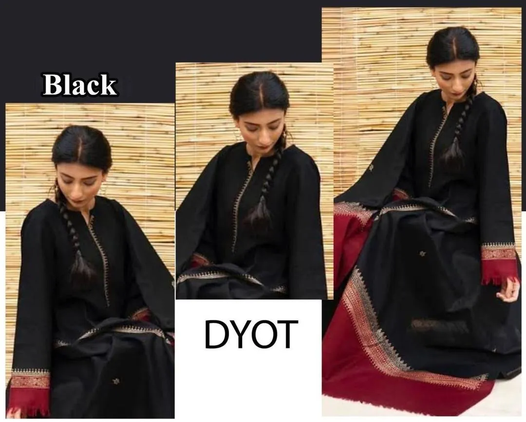 3 Pcs Women's Unstitched Embroidered Suit