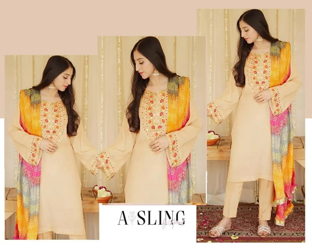 3 Pcs Women's Unstitched Embroidered Suit
