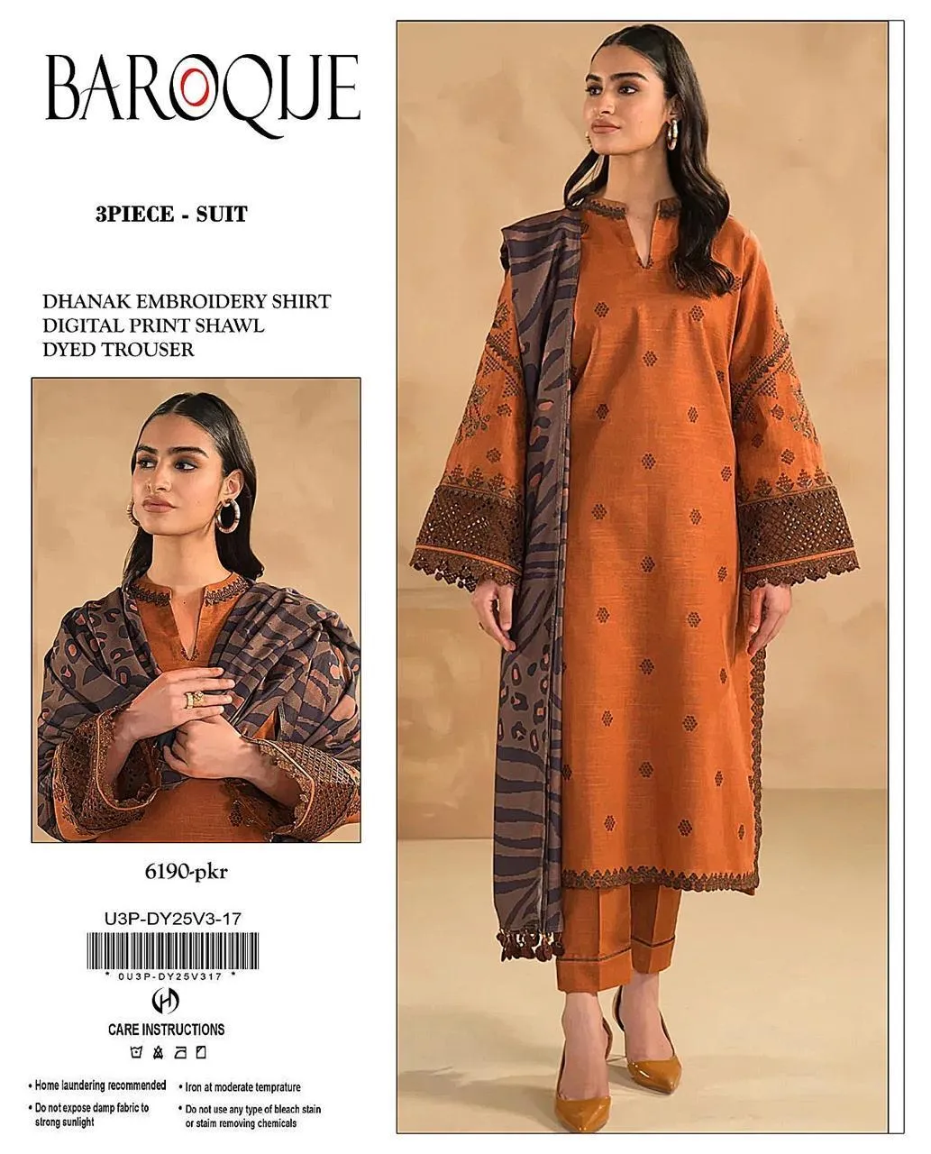 3 Pcs Women's Unstitched Embroidered Suit