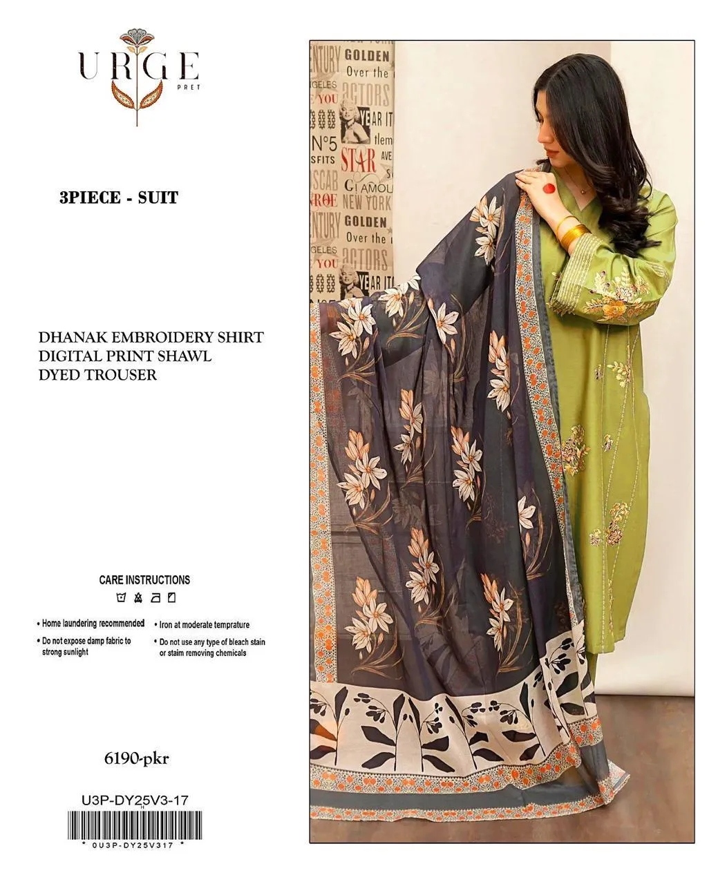 3 Pcs Women's Unstitched Embroidered Suit