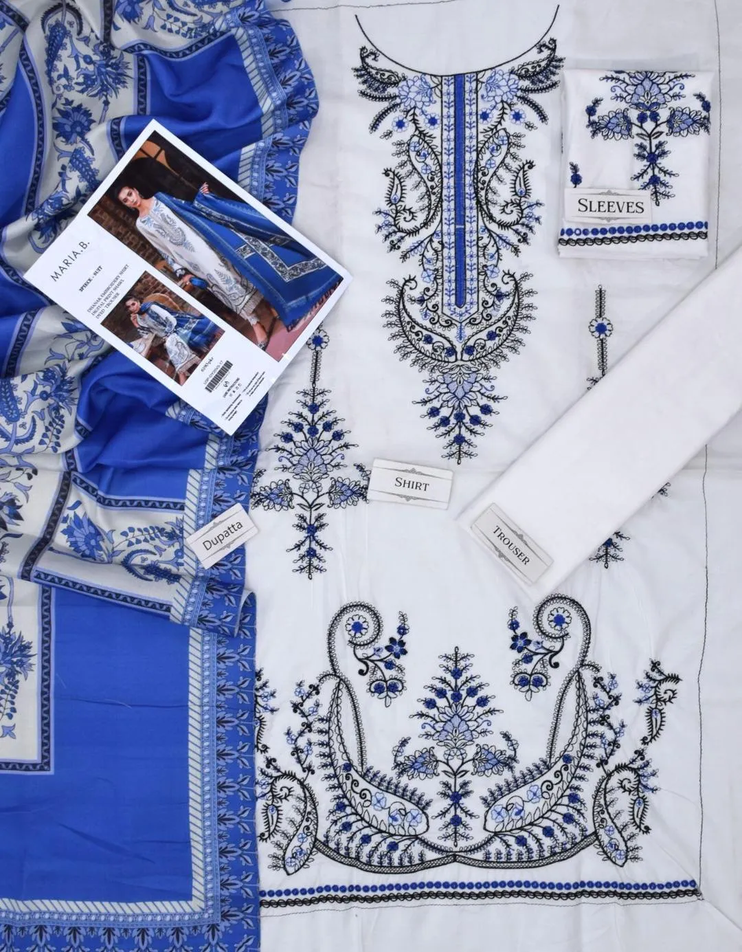 3 Pcs Women's Unstitched Embroidered Suit