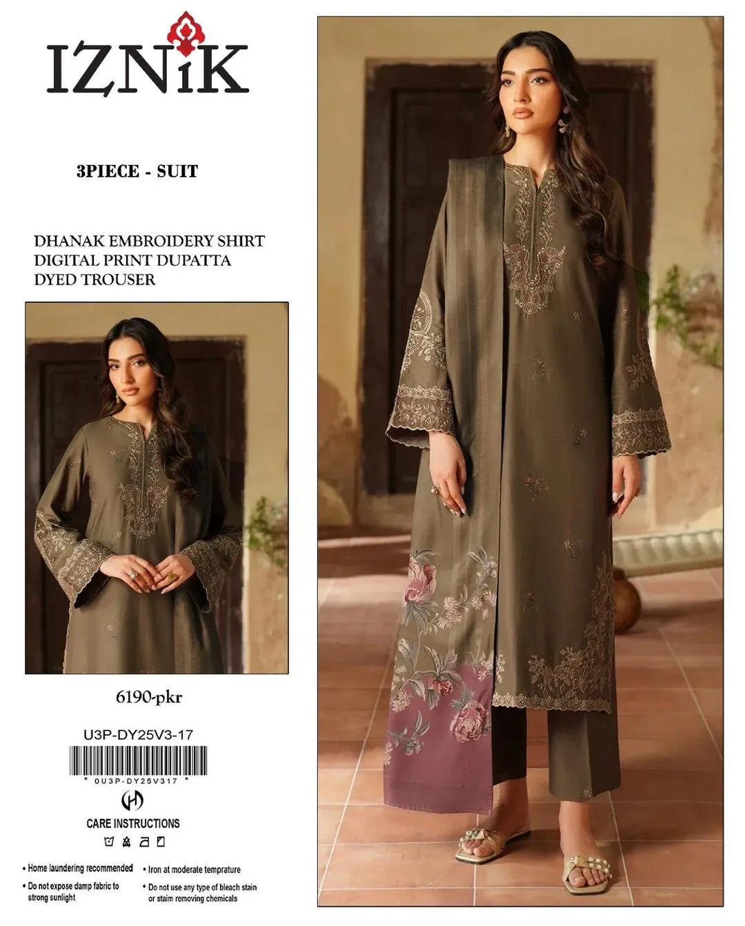 3 Pcs Women's Unstitched Embroidered Suit