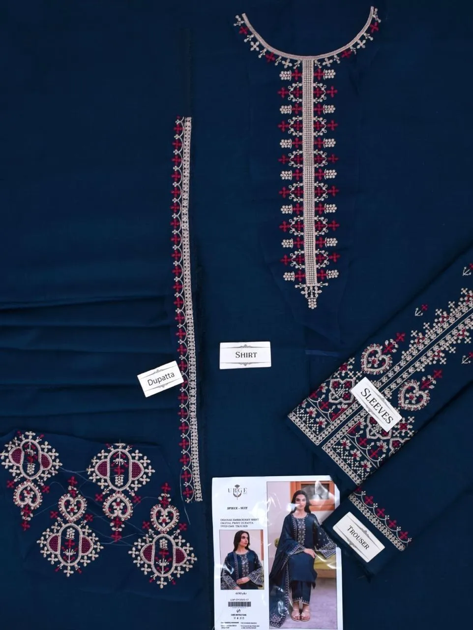 3 Pcs Women's Unstitched Embroidered Suit