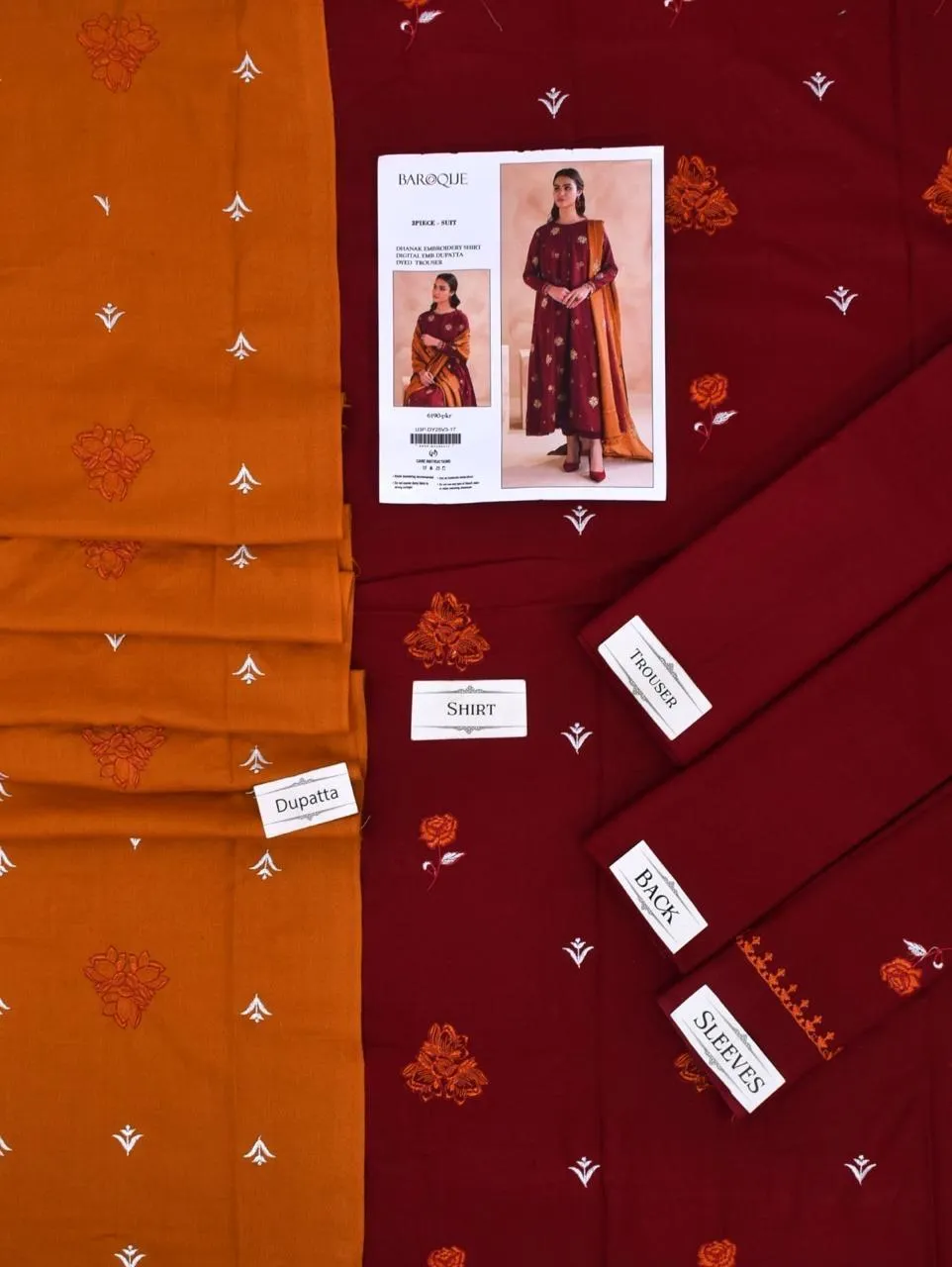 3 Pcs Women's Unstitched Embroidered Suit