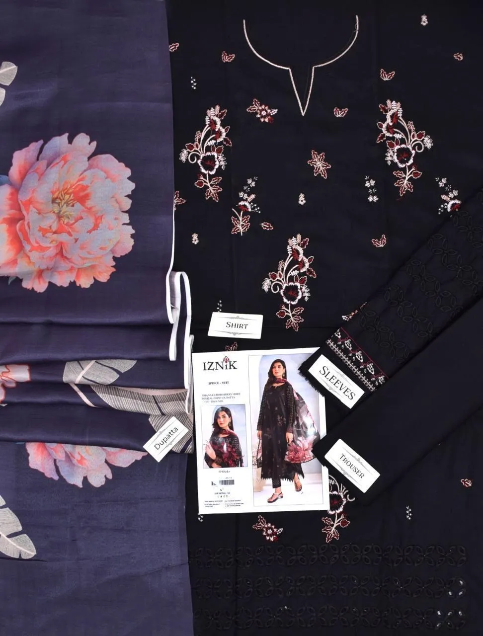 3 Pcs Women's Unstitched Embroidered Suit