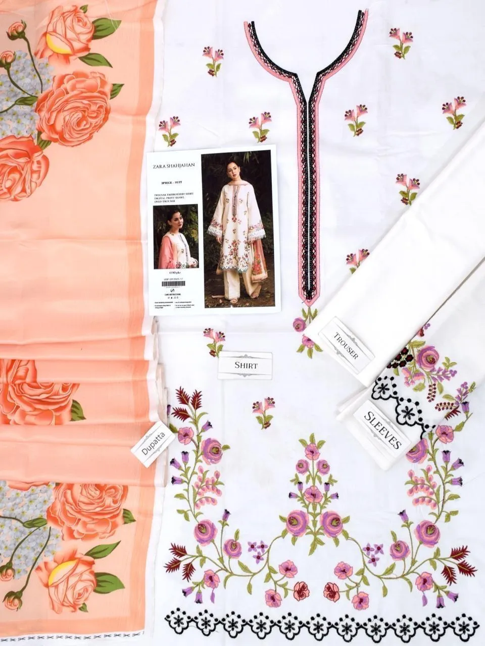 3 Pcs Women's Unstitched Embroidered Suit