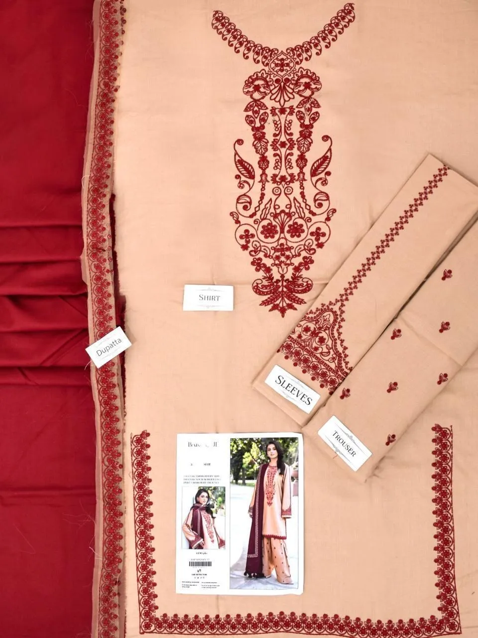 3 Pcs Women's Unstitched Embroidered Suit