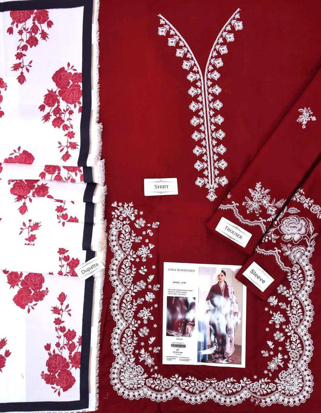 3 Pcs Women's Unstitched Embroidered Suit