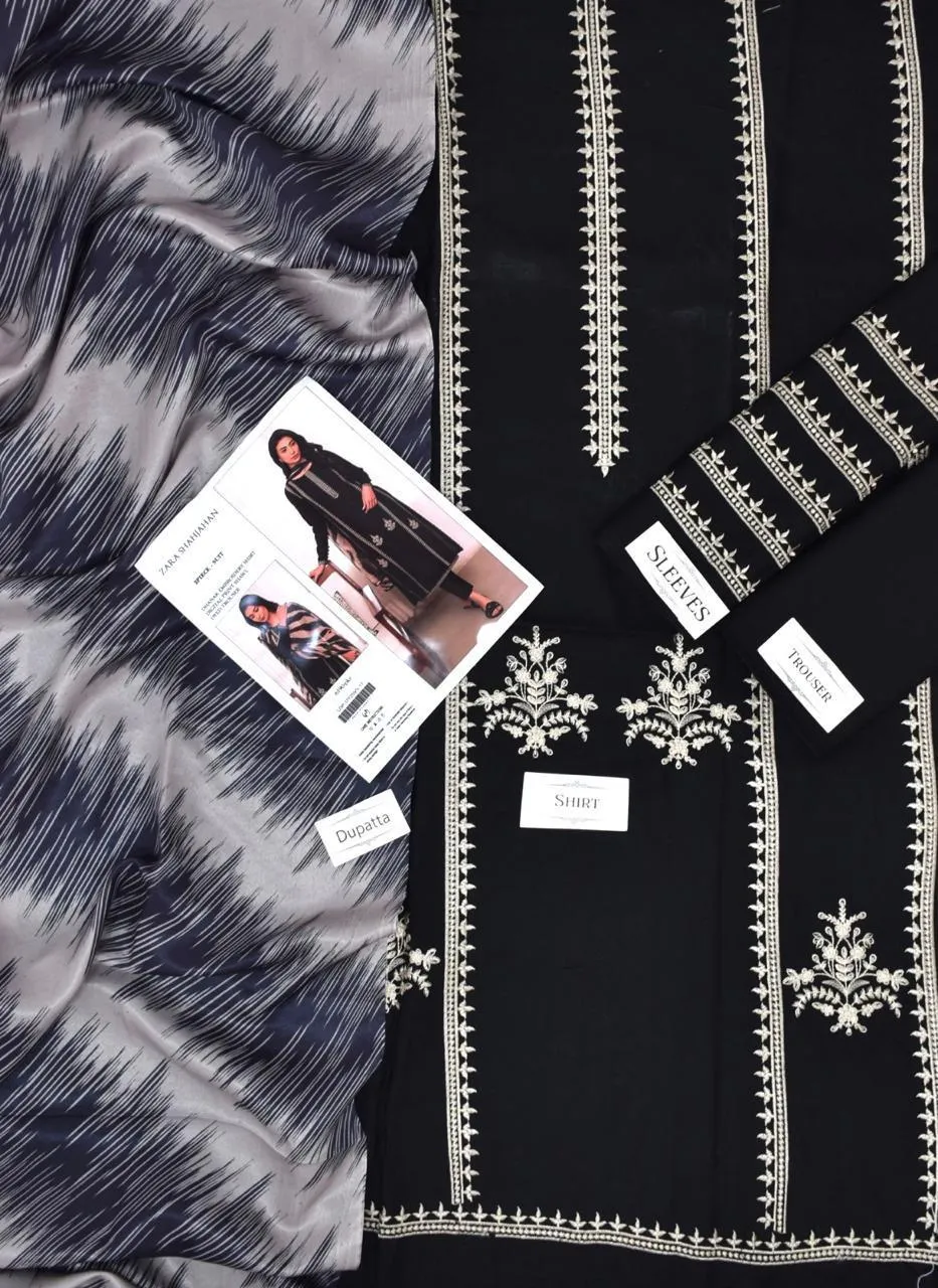 3 Pcs Women's Unstitched Embroidered Suit