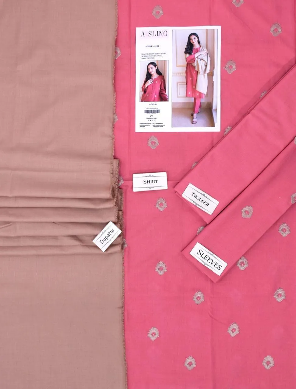 3 Pcs Women's Unstitched Embroidered Suit