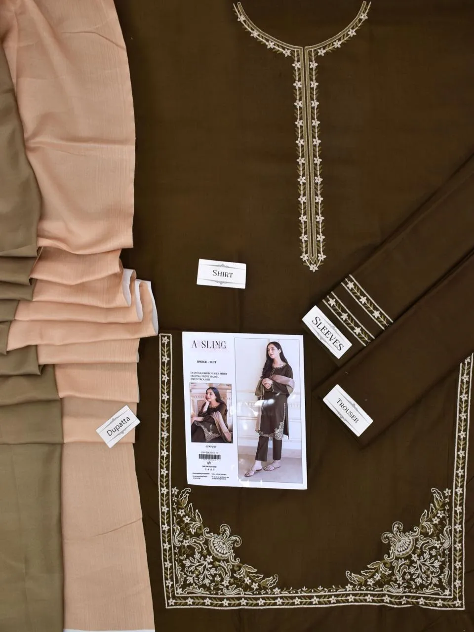 3 Pcs Women's Unstitched Embroidered Suit